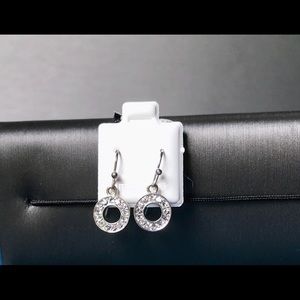Sterling Silver Diamond Circle Drop Earrings